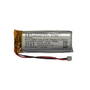 리튬폴리머 배터리 3.7V 1000mAh KC인증, 1개