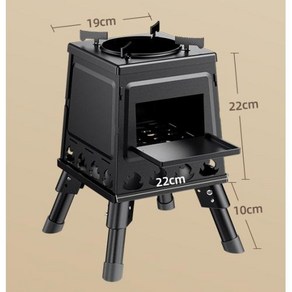 거꾸로타는 화목난로 연통없는 미니 소형 캠핑 난로 세트, 1.블랙  장작 난로 S