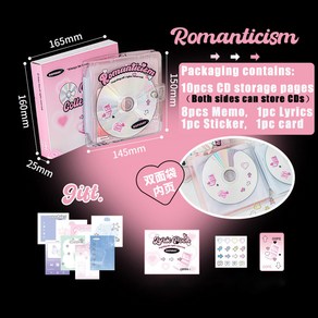 거치대 케이팝 아이돌 앨범 바인더 정리함 하드 CD 케이스 휴대용 휴대 DVD 카와이 홈 20 용량, Pink