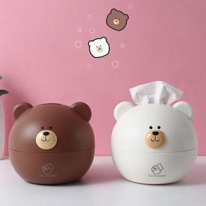 케일 곰 휴지통 두루마리 휴지보관함 휴지봉, 브라운+화이트, 2개