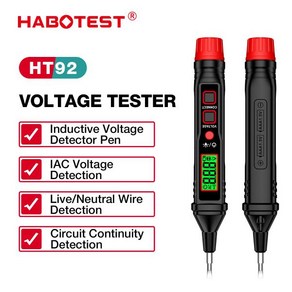 HABOTEST HT92 펜 타입 전압 테스터 AC12-300V 표시기 백라이트 손전등 감도 AC 전기 테스터, 01 HT92