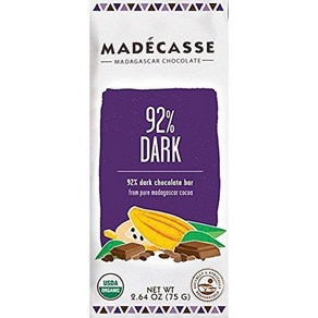 Madecasse Ba Chocolate Dak 92% Oganic 2.64 Ounce Madecasse 바 초콜릿 다크 92% 유기농 2.64온스, 1개, 74g