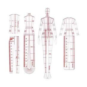 패션 드로잉 템플릿 자 DIY 퀼팅 바느질 의류 양재 초안 새로운 디자이너 4 모델 눈금자 세트, 한개옵션0