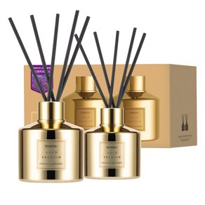 쿤달 퍼퓸 디퓨저 옐로우골드 에디션 200ml 2개 + 섬유스틱 10개, 1세트, 400ml, 프렌치라벤더
