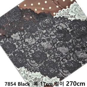 DKLACE-7854 / (폭 17cm 길이 1yd / 3yd / 5yd 기준) / 자가드 스판 레이스 모음, 3개, 블랙(Black)