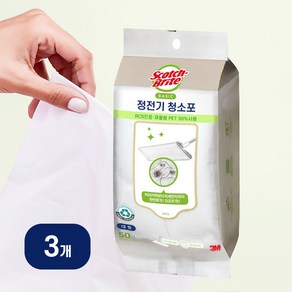 3M 스카치브라이트 미세먼지 베이직 정전기 청소포 대형 50매, 3개