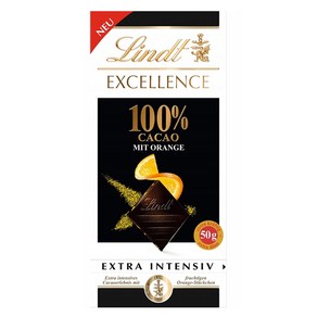 Lindt 린트 엑설런스 초콜릿 100% 카카오 오렌지, 1개, 50g