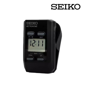 세이코 SEIKO 미니 메트로놈 전자 박자기 클립형 배터리 포함, 블랙, 1개