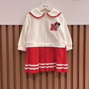 아가방 중계점 [디즈니베이비] 미니 레드 세일러 원피스 (RED) *24년 가을신상* 라인 배색 세일러 카라 디자인 귀욤뽀짝 원피스 18개월~5세