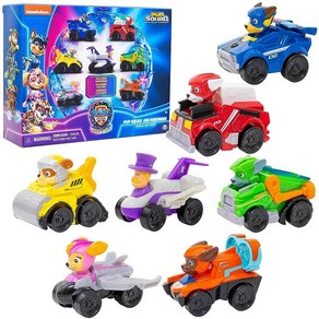 미국 아마존 정품++ Paw Patol: 마이티 영화 체이스 강아지 액션 피규어 조명 및 사운드 장난감, 7-pack Vehicle Set