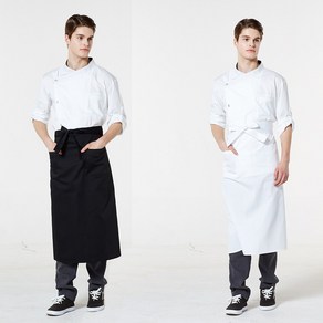 [BE THE CHEF] 허리형 롱 단색앞치마(블랙/화이트), 화이트(A-407), 1개