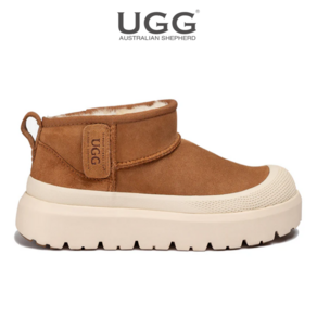 UGG 어그 울트라 미니 플랫폼 밑창방수 100% 천연양가죽 체스트넛 화이트 4cm