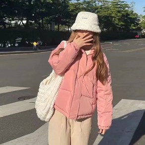 ROYALBELLE 여성용 심플 스타일 숏 패딩 자켓 겨울 아우터 캐주얼 데일리 따뜻한 보온 패션 K092706