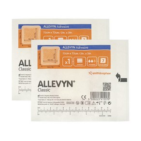 S&N 알레빈 애드히시브 7.5cmx7.5cm 낱개 Allevyn Adhesive 드레싱 밴드, 2개