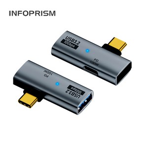 INFOPRISM / USB 3.2 C타입 A타입 90도 각도 변환 젠더 (OTG/PD 겸용) IA-931, 1개, 그레이, 38mm