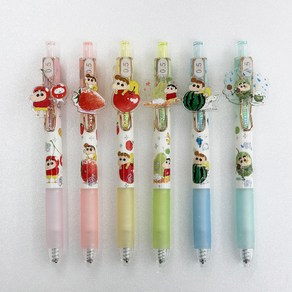 짱구는 못말려 아크릴 과일 캐릭터 0.5mm 2p 세트 볼펜 (데이데이), 1개, 1번세트(짱구체리+짱아딸기)