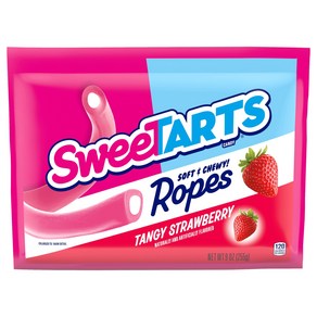 SweeTARTS Soft & Chewy Ropes Candy Tangy Stawbey Fl SweeTARTS 소프트 & 츄위 로프 캔디 신맛 나는 딸기 맛 9온스 파우, 1개, 255g