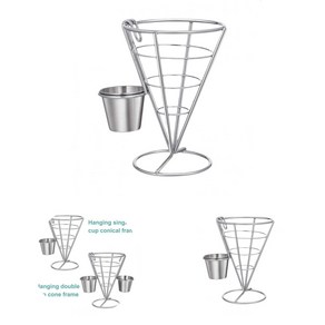 스낵 파티에 완벽한 소스 디퍼가 포함된 스테인레스 스틸 감자 튀김 홀더 바구니, B, 1개