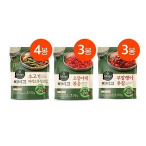 [비비고]꽈리고추장조림4/오징어채볶음3/무말랭이무침3, 1, 세트, 없음, 상세설명 참조