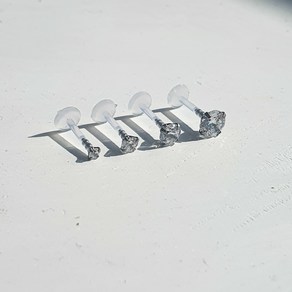 [1.2mm/낱개] 실리콘 6mm 8mm 10mm 투명바 화이트 큐빅 라블렛 피어싱