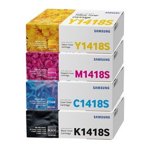 삼성 CLT-K1418S 정품토너 4색세트 SL-C1460FW C1665FW C1410 C1815, 1세트, 검정+파랑+빨강+노랑