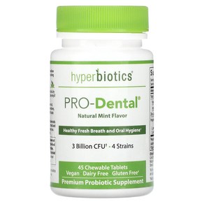 Hypebiotics PRO-Dental 내추럴 민트향 LiveBac 츄어블 45정, 1개