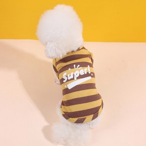 강아지 고양이 옷 SUPER 스트라이프 민소매 실내복 옆트임 티셔츠