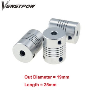 홈 리모델링 알루미늄 CNC 모터 죠 샤프트 커플러 D19L25 5x8mm 5mm-8mm 유연한 커플링 OD 19x25mm 3mm 4mm 5mm 6/6.35mm 7mm 8mm 10, [01] 6x7, 1개