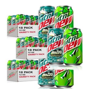 Mountain Dew 소다 2가지 맛 (바하 블라스트 오리지널 듀) Soda 2 Flavos Vaiety Pack (Baja Blast Oiginal Dew), 54개, 350ml