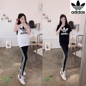 아디다스 반팔 레깅스세트 블랙 화이트 S M L XL