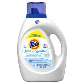 Tide Fee & Gentle Liquid Laundy Detegent 92oz 타이드 프리 앤 젠틀 리퀴드 액체 세탁 세제 2.72L, 1개