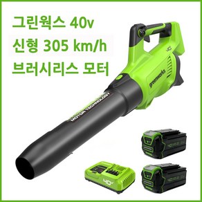 그린웍스 40v 2024 신형 충전 송풍기 제설 낙엽 송풍기 청소기 무선송풍기 풍속 305 km/h, 1개, 본품 + 배터리2개이상