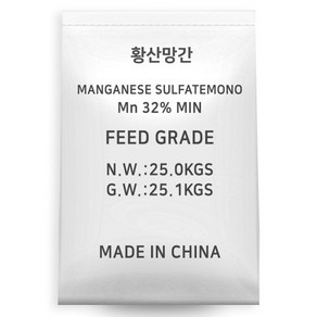 황산망간 25kg - 유황 망간 결핍 황화현상 예방 수용성 액비 제조 분말 비료 원료 25Kg, 1개