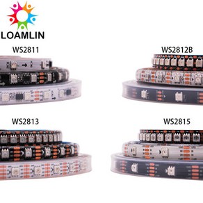 픽셀 스마트 5050 RGB LED 스트립 라이트 개별 주소 지정 가능 WS2812B WS2811 WS2813 WS2815 WS2812 30 60 144LED/m 테이프 DC5V, [02] Black PCB