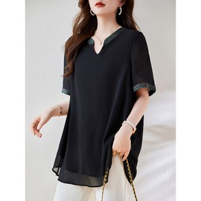 쑤야 1627 여성 반팔 블라우스 빅사이즈 셔츠