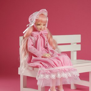 돌모아 구체관절인형의상 43cm MSD 프릴 보닛 드레스 세트 MSD - Shava Dess Set (Pink)[A2], 핑크, 1개