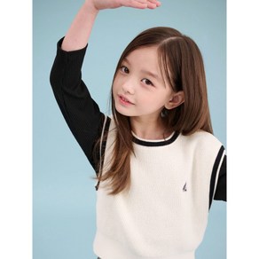 BEANPOLE KIDS 여아 골지 티셔츠 블랙 BI5141G125 마감임박!!!, 검정색