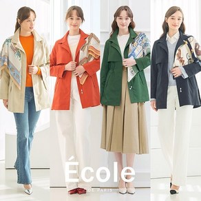 [쇼핑엔티] 25SS 에꼴드파리 트렌치코트+스카프, 네이비/66, 1개, 네이비