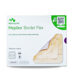 메피렉스 보더 플렉스 15x15cm (5매/통) [대리점 직영 광고심의 정품확인] Mepilex bode flex 창상 욕창 궤양 화상 피부벗겨짐 수술상처 병원용 전문제품, 1개