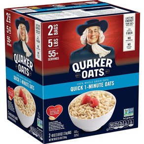 Quake Old Fashioned Rolled Oats 퀘이커 오트밀 1810g 2개 아침식사대용, 퀘이커 퀵 1분 오트밀