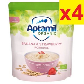 180g 4개 압타밀 오가닉 유기농 바나나 앤 스트로베리 6개월 이상 이유식 Aptamil Organic Banana & Strawberry Porridge