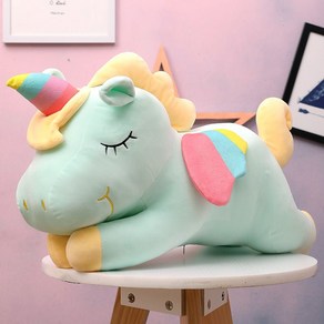 봉제인형 유니콘 봉제 장난감 귀여운 헝겊 인형 봉제 인형 베개 생일 선물, 녹색, 30cm