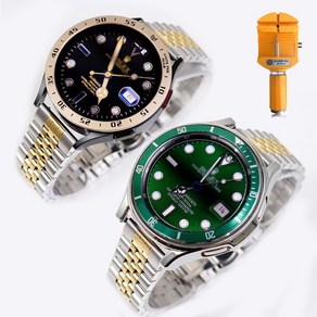 오르몽트 갤럭시워치4 클래식&워치4 쥬빌레 일자형 스트랩 46mm 42mm 44mm 40mm 호환 +공구, 골드콤비, 1개