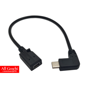 USB 3.1 미니5핀(암) C타입(수) 연결 변환 케이블 ㄱ자 꺾임 20cm, USB-C(암) to 미니5핀(수) 케이블, 1개