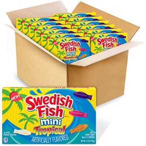 SWEDISH FISH Mini Tropical Soft & Chewy Candy Chr SWEDISH FISH 미니 열대의 부드럽고 쫄깃한 캔디 크리스마스 캔디 스타킹 스터퍼