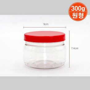 PET투명 광구용기(원형)300g/ 투명용기 페트병 광구병 젓갈용기 젓갈통 새우젓용기 새우젓통 식품용기 식품저장용기 짱아찌용기 짱아찌통 된장통 게장용기/ 코지마트, 1개