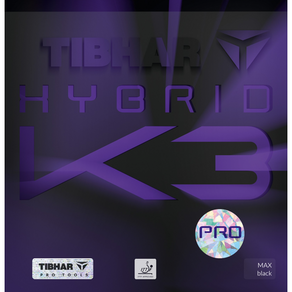 티바 TIBHAR 하이브리드 HYBRID K3 PRO 탁구러버, 흑색, 1개