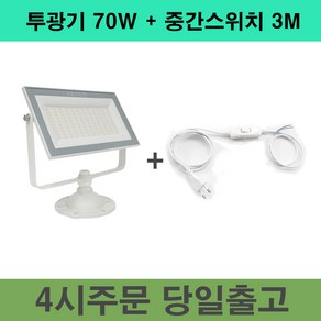 장수램프 LED 야외투광기 70W 중간스위치 3M 흑색 백색 SET, 70W백색 주광색+중간스위치, 1개