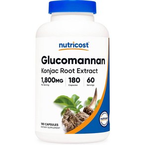 뉴트리코스트 글루코만난 600mg 캡슐 180캡슐 1서빙 1 800mg 60회분 Glucomannan Capsules [180 CAPS], 2개, 180정