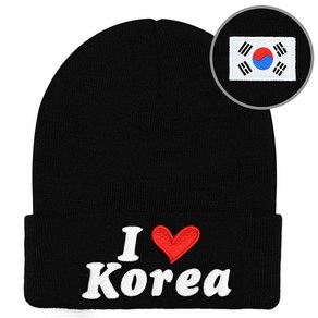 캡이요 CAPEYO 2354 아이 러브 코리아 3D 자수 & 태극기 라벨 비니 I LOVE KOREA 코리아비니 겨울모자 커플 남성용 여성용 모자